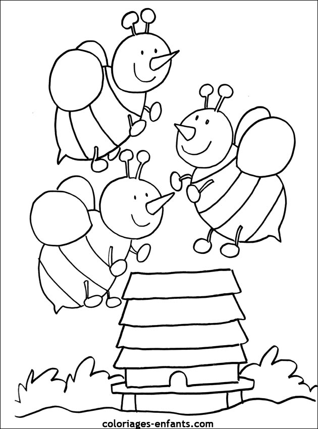 coloriage  imprimer d'abeilles