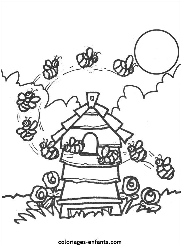 coloriage  imprimer d'abeilles