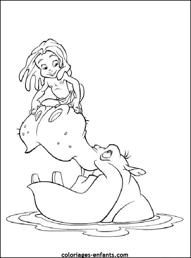 coloriage d'hippopotame pour les enfants