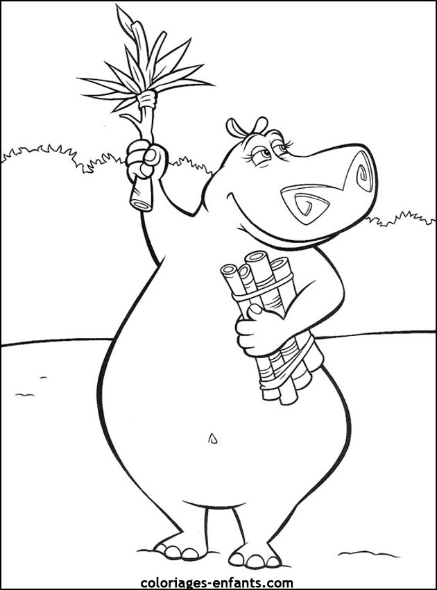 coloriage d'hippopotame pour les enfants