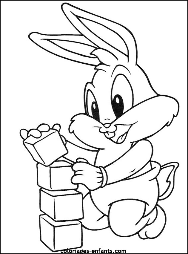 coloriage d'animaux - dessin de lapin  imprimer