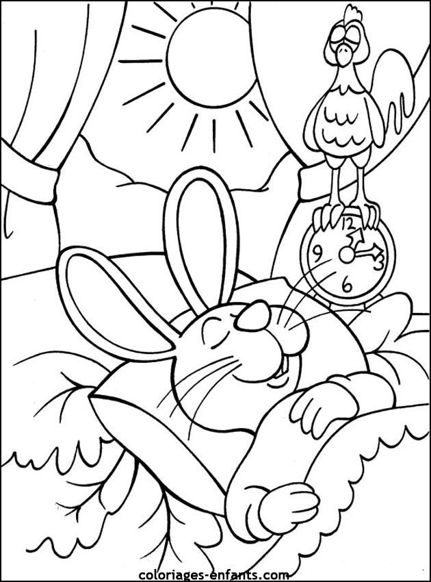 coloriage d'animaux - dessin de lapin  imprimer