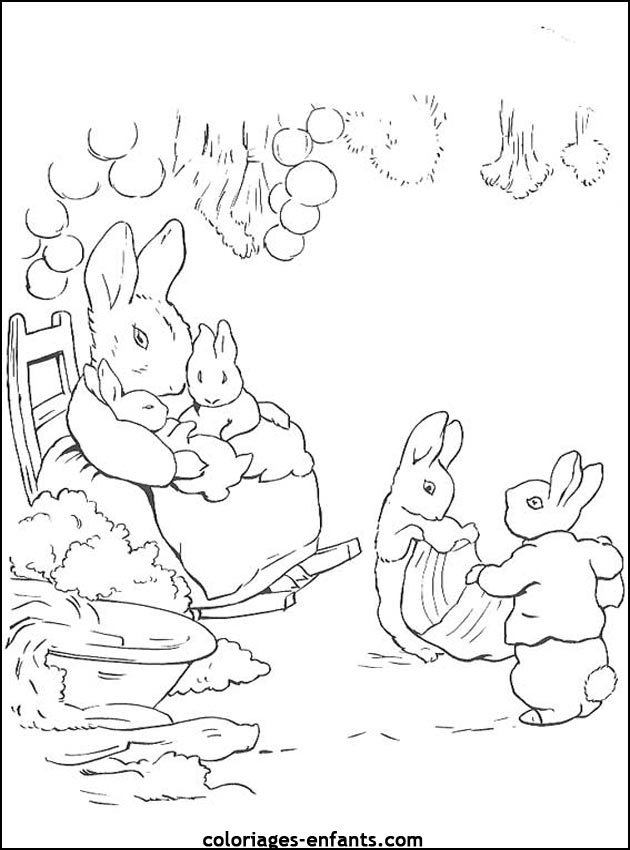 coloriage d'animaux - dessin de lapin  imprimer