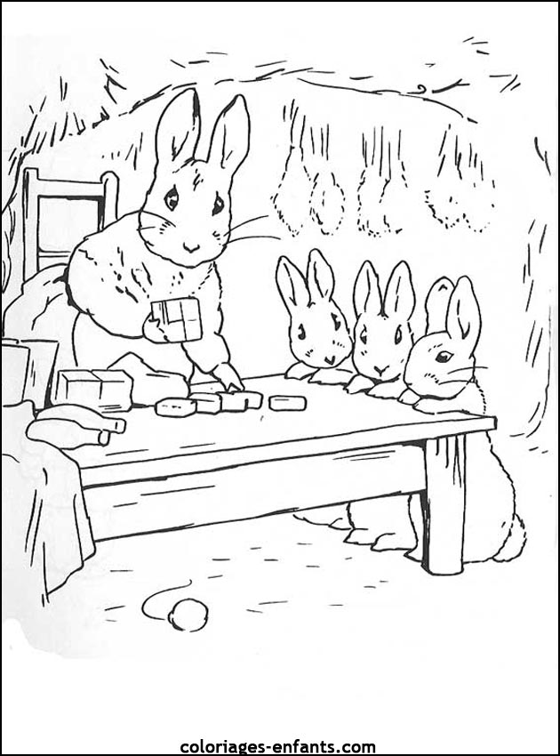 coloriage d'animaux - dessin de lapin  imprimer