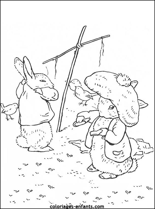 coloriage d'animaux - dessin de lapin  imprimer