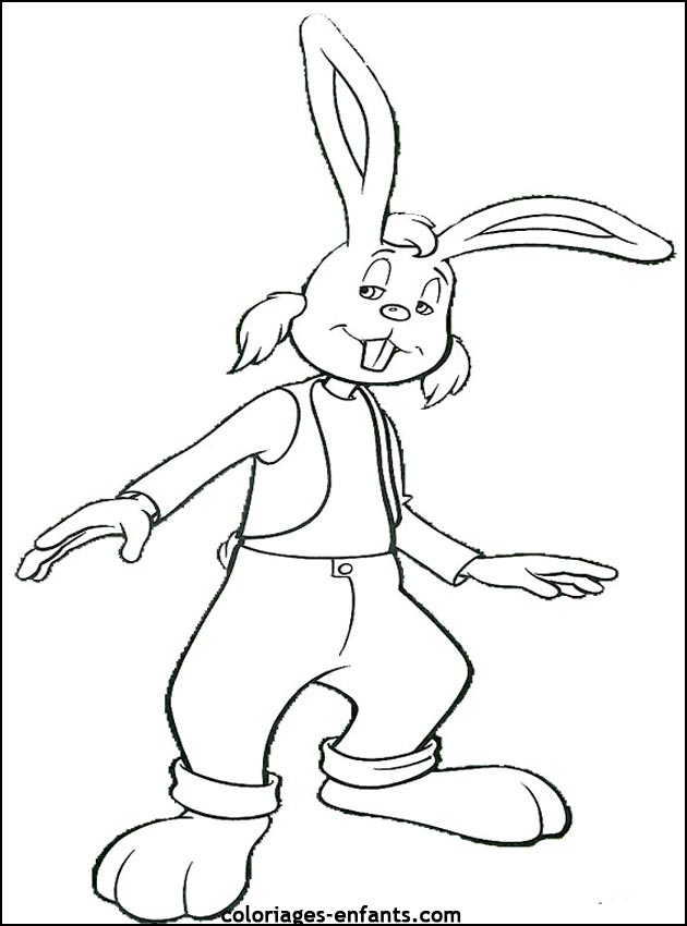 coloriage d'animaux - dessin de lapin  imprimer