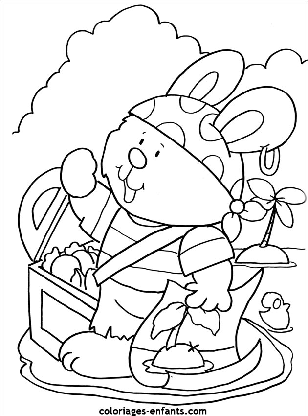 coloriage d'animaux - dessin de lapin  imprimer