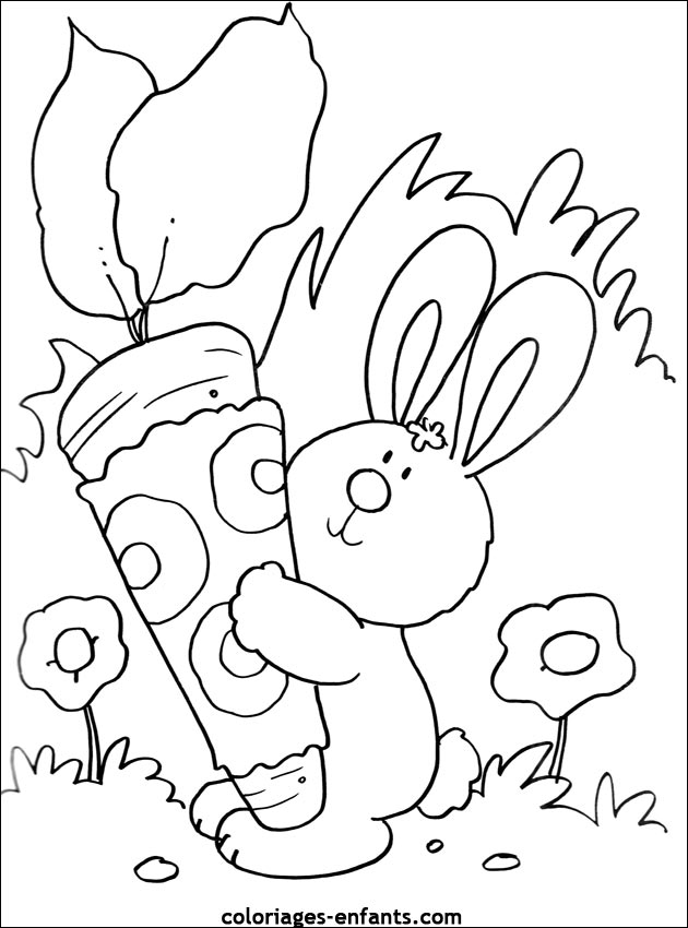 coloriage d'animaux - dessin de lapin  imprimer