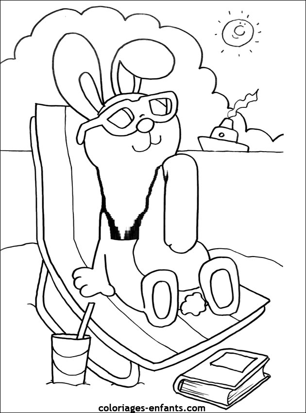 coloriage d'animaux - dessin de lapin  imprimer