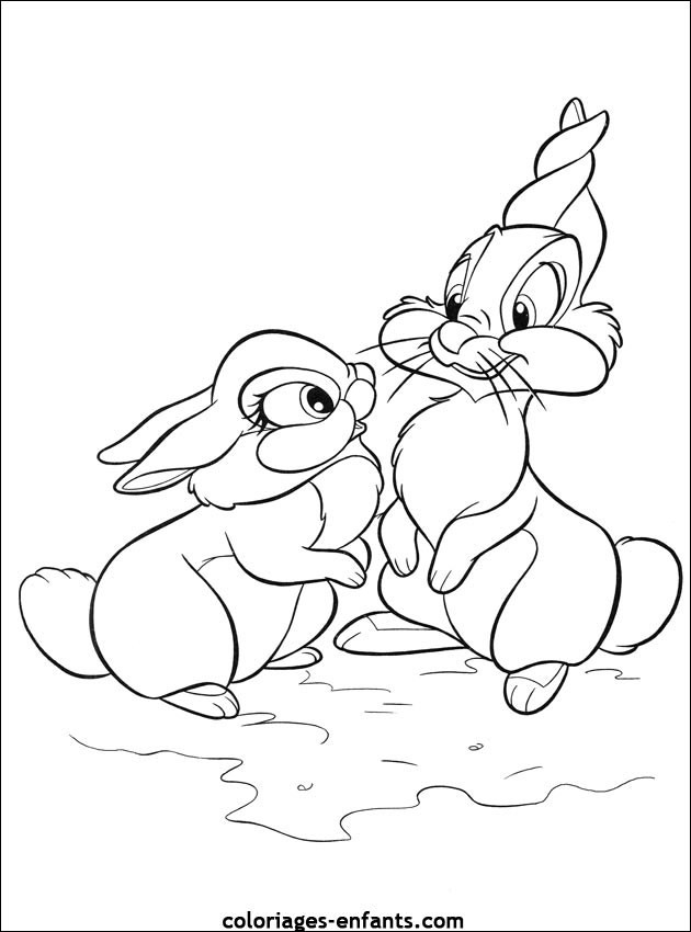 coloriage d'animaux - dessin de lapin  imprimer