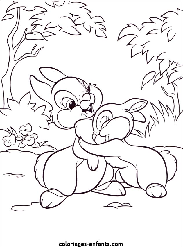 coloriage d'animaux - dessin de lapin  imprimer