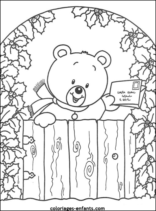 coloriage d'animaux - dessin d'ours  imprimer pour les enfants