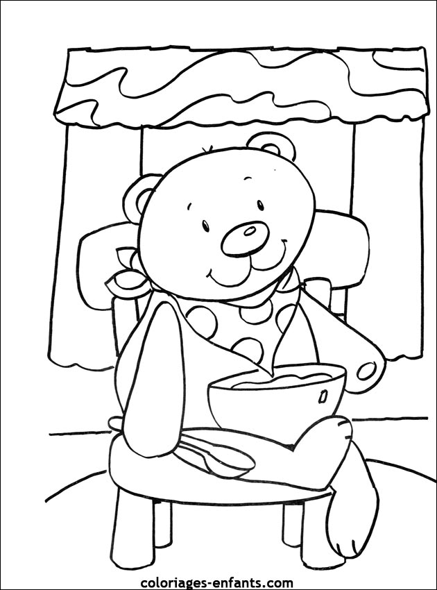 coloriage d'animaux - dessin d'ours  imprimer pour les enfants