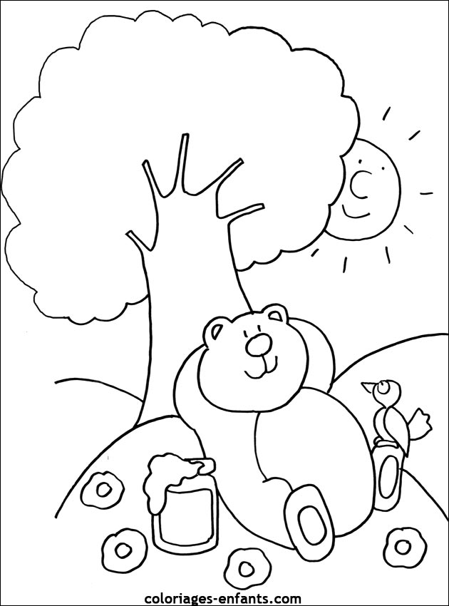 coloriage d'animaux - dessin d'ours  imprimer pour les enfants