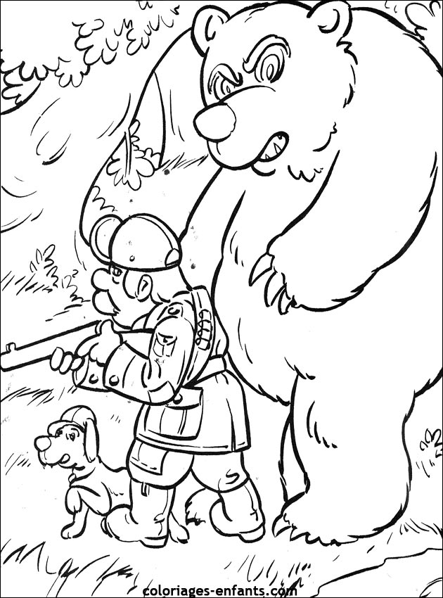 coloriage d'animaux - dessin d'ours  imprimer pour les enfants