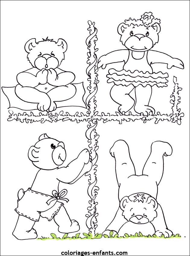 coloriage d'animaux - dessin d'ours  imprimer pour les enfants