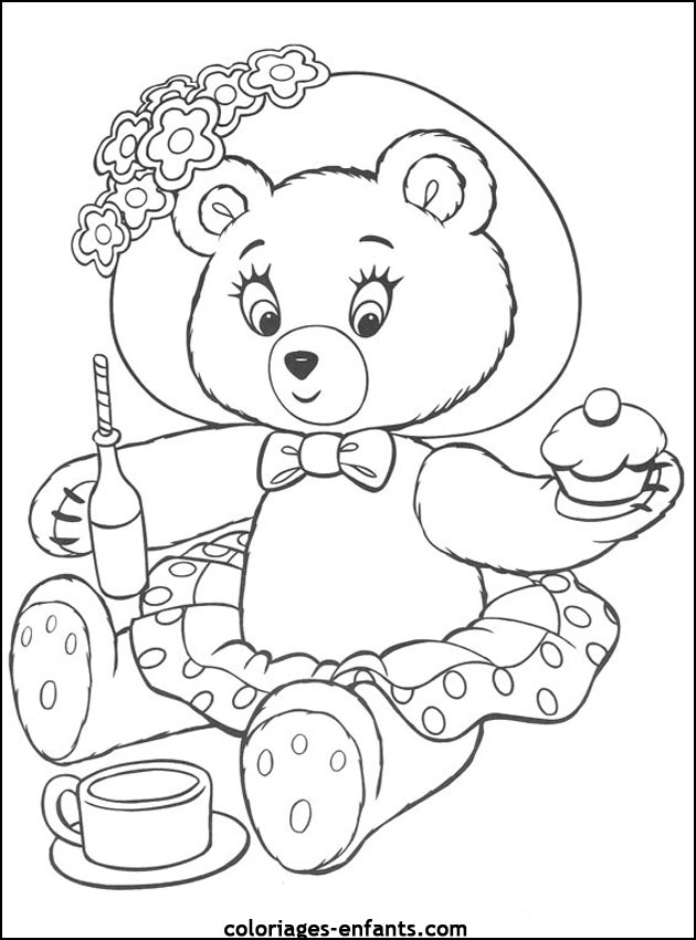 coloriage d'animaux - dessin d'ours  imprimer pour les enfants