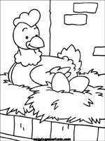 coloriage de la poule qui couve