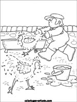 coloriage de poule à la ferme