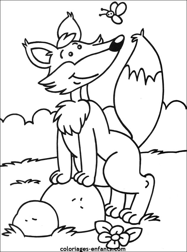 coloriage de renards sur coloriages-enfants.com