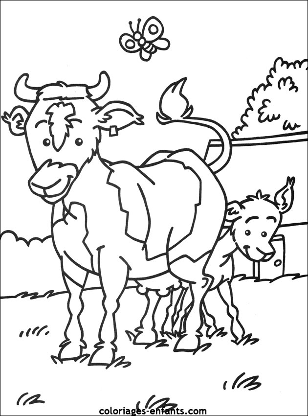 coloriage de vache - dessins d'animaux  imprimer pour enfant