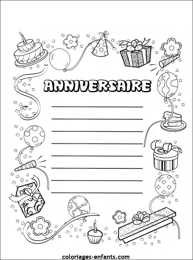 coloriage d'anniversaire de coloriages-enfants.com