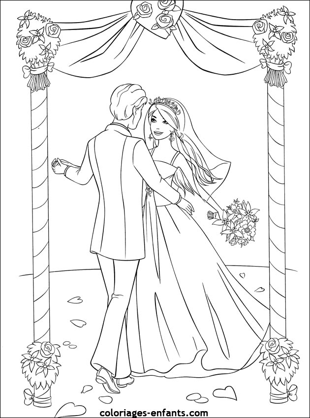 Jeux et coloriages de mariage Coloriages enfants  - coloriage mariage à imprimer