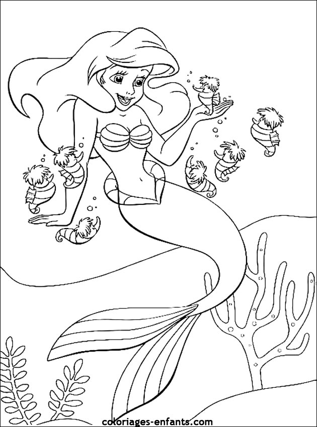 Les Coloriages de sirènes à imprimer