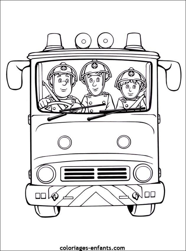 Coloriage du camion de pompier de Sam le pompier