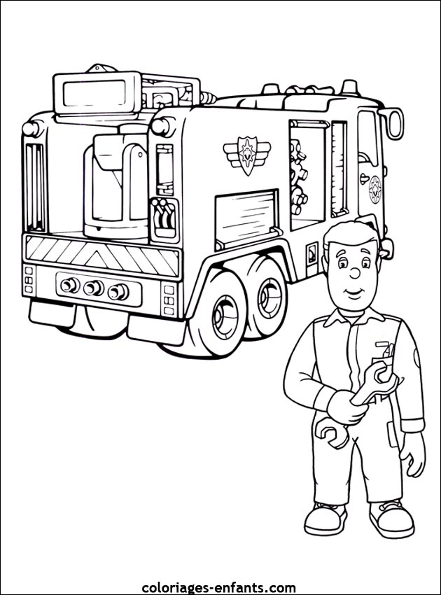 Coloriage du camion de pompier de Sam le pompier