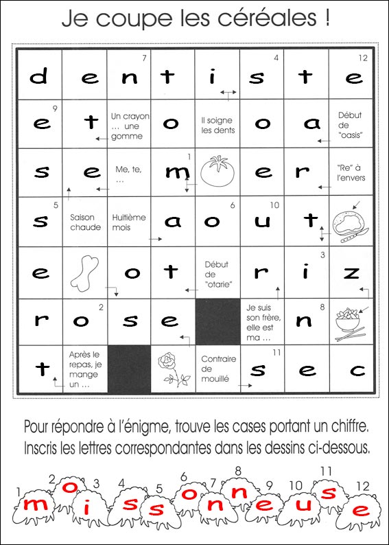 solution des Mots fl�ch�s