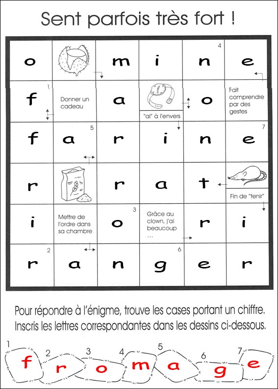 solution des Mots fl�ch�s
