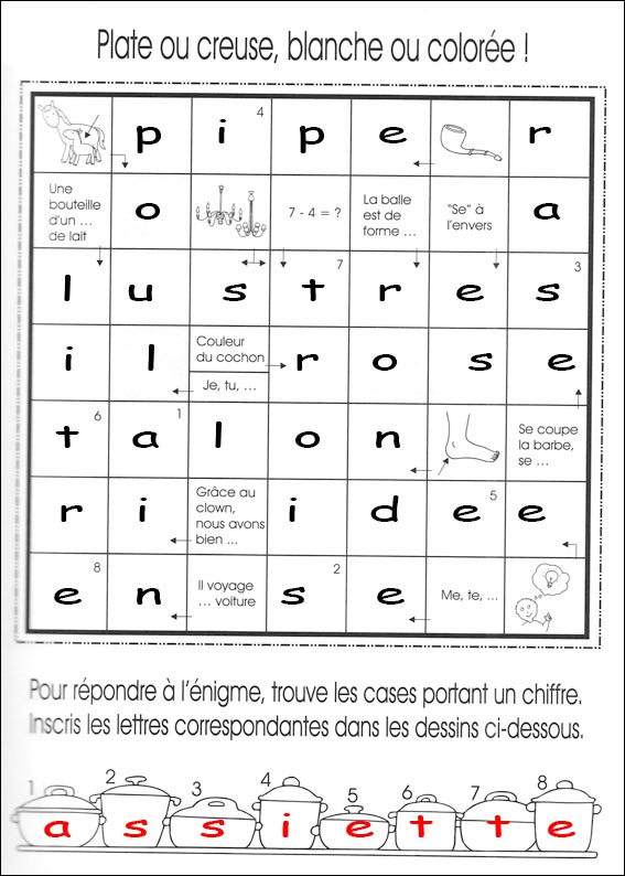 solution des Mots fl�ch�s