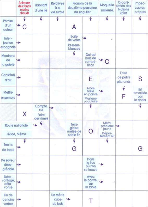 Mots fl&eacute;ch&eacute;s &agrave; imprimer