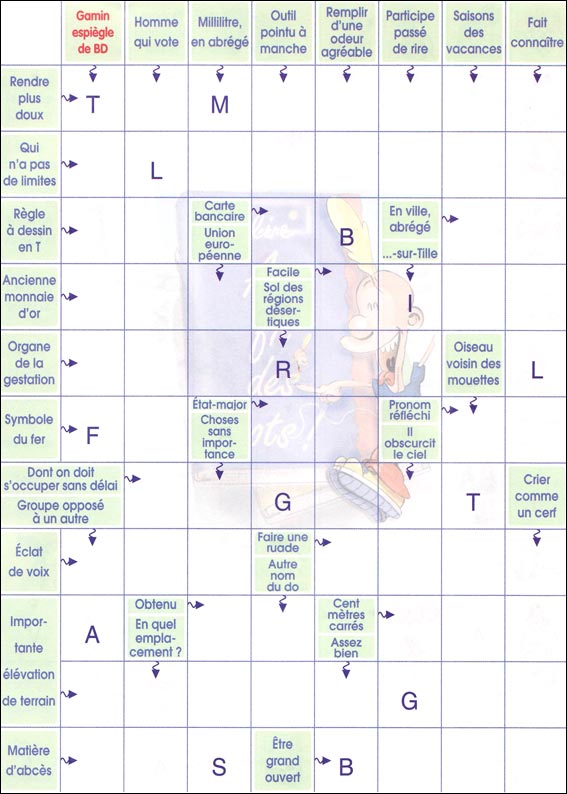 mots fl&eacute;ch&eacute;s &agrave; imprimer