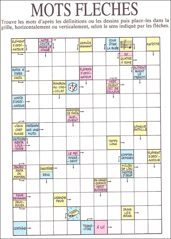 Mots fl&eacute;ch&eacute;s &agrave; imprimer