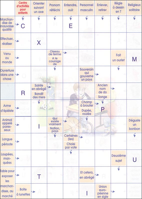 Mots fl&eacute;ch&eacute;s &agrave; imprimer