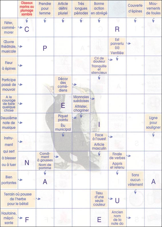mots fl&eacute;ch&eacute;s &agrave; imprimer