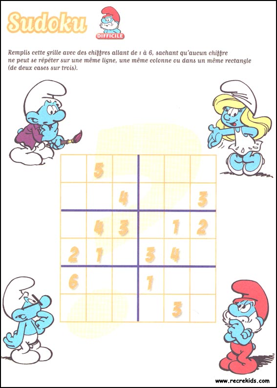 Jeux du sudoku � imprimer