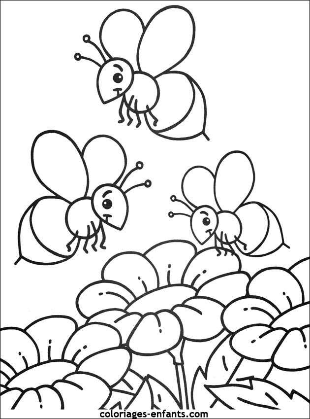 Coloriages d'abeilles à imprimer sur Coloriages-enfants.com