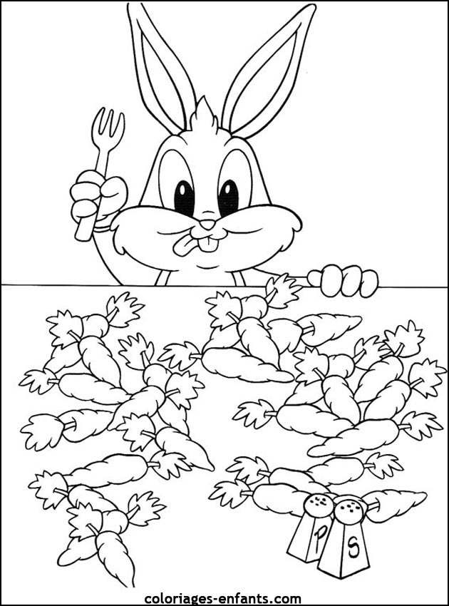 coloriage d'animaux - dessin de lapin  imprimer