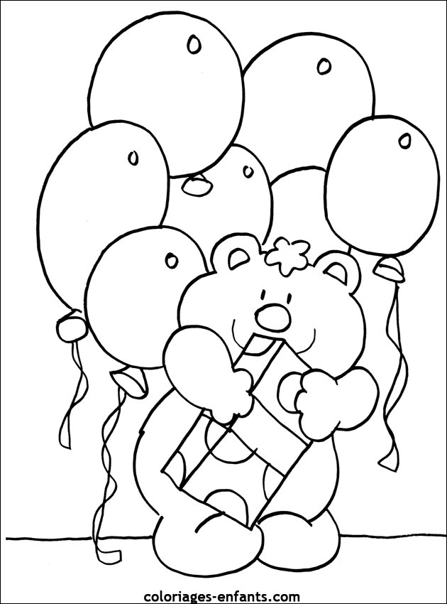 Coloriage d'anniversaire à imprimer sur Coloriages-enfants.com