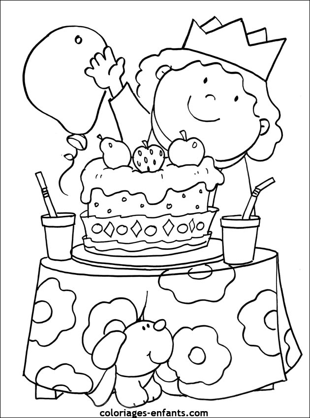 Coloriage d'anniversaire à imprimer sur Coloriages-enfants.com