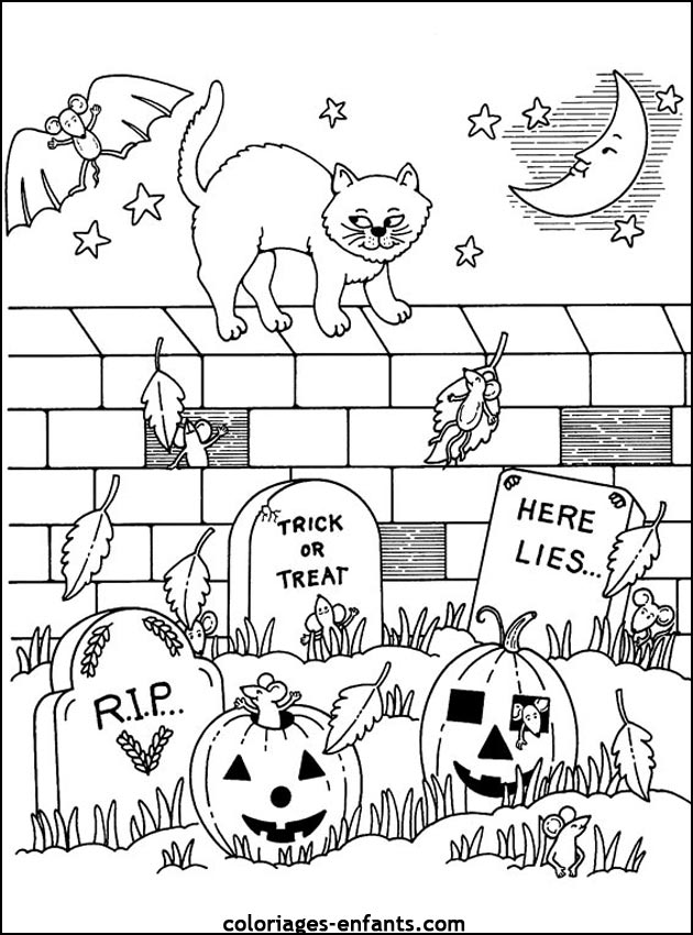 Coloriage d'halloween à imprimer sur coloriages-enfants.com