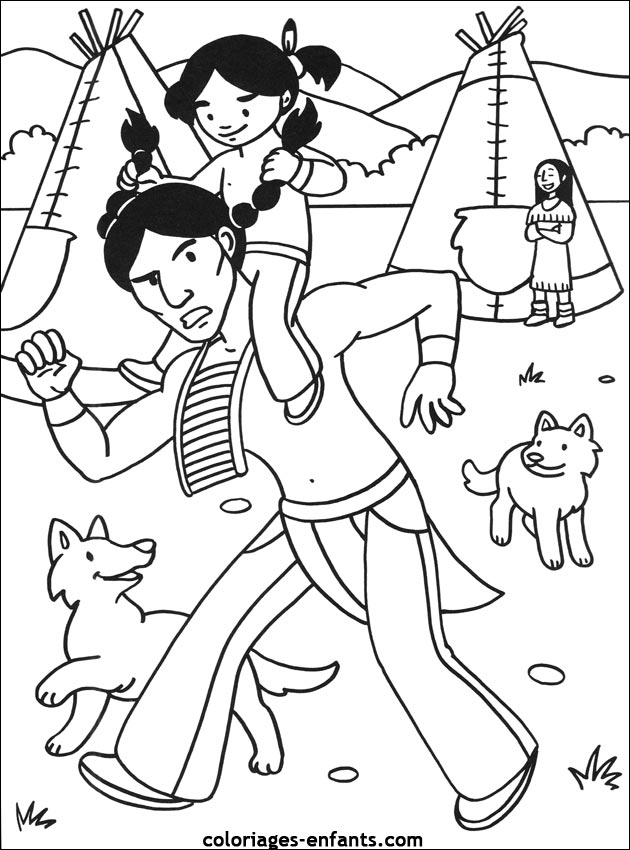 Les Coloriages d'indiens à imprimer sur Coloriages-enfants.com